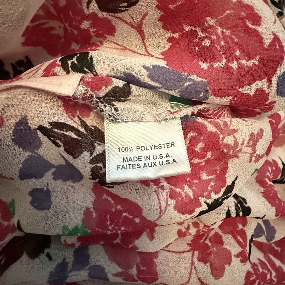 MISA Los Angeles Floral Chiffon Maxi Dress Sz S White Pink Ruffle‎ Tiered - Picture 10 of 11